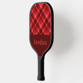 Ruby Red Plaid Monogram Pickleball Paddle (Links)