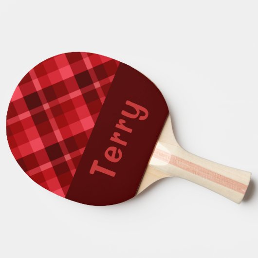 Ruby Red Plaid Monogram Ping Pong Paddle Tafeltennisbatje (Zijkant)