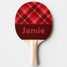  Ruby Red Plaid Monogram Ping Pong Paddle Tafeltennisbatje