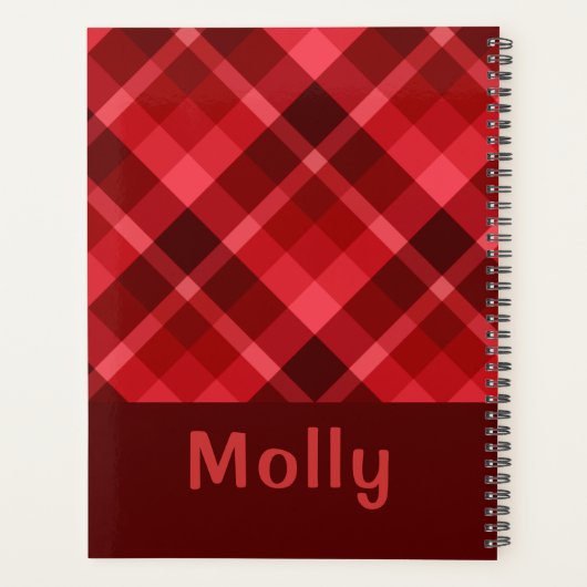 Ruby Red Plaid Monogram Planner (Achterkant)