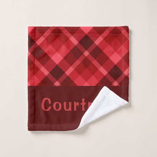 Ruby Red Plaid Monogram Washandje (Wasdoekje)