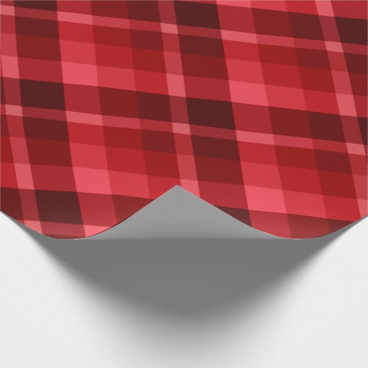 Ruby Red Plaid Pattern Wrapping Papier (Hoek)