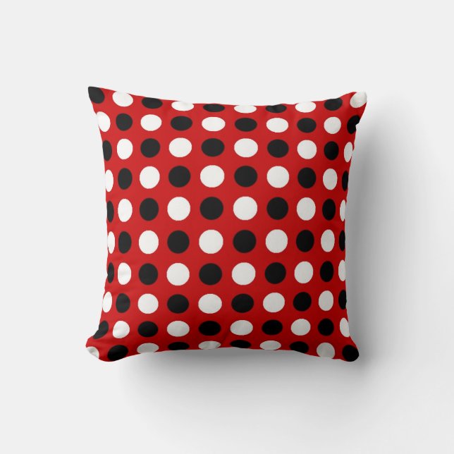 Ruby Red Polka Dots Kussen (Voorkant)