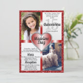 Ruby Red Quinceañera Uitnodiging 15 Cumpleaños (Staand voorkant)