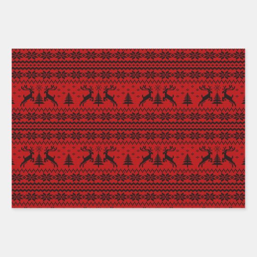 Ruby Red Reindeer Sweater op zoek naar Kerstmis Inpakpapier Vel (Voorkant)