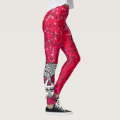 Ruby Red Rhinestone Glitter Sequin Sugar Skulls Leggings (Rechts)