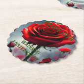 Ruby Red Rose 25th Wedding Jubileum, Kartonnen Onderzetters (Gekanteld)