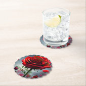 Ruby Red Rose 25th Wedding Jubileum, Kartonnen Onderzetters (Insitu)