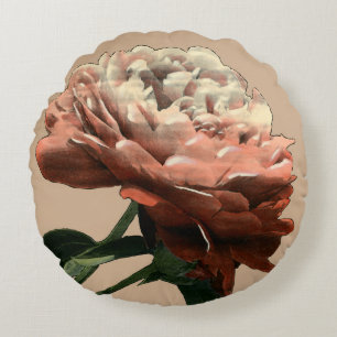 Ruby Red Rose met White Accents Rond Kussen