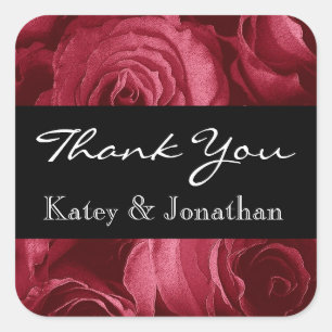 Ruby Red Rose Spiral Roos Bedankt A001a2 Vierkante Sticker