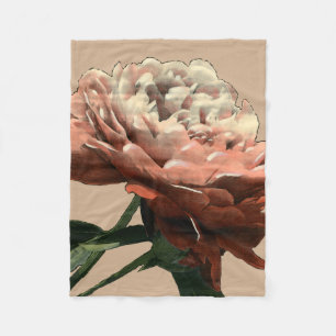 Ruby Red Rose with White Accents Fleece Deken