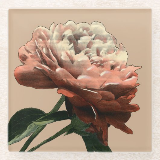 Ruby Red Rose with White Accents Glazen Onderzetter (Voorkant)