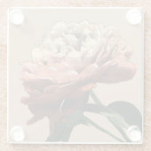 Ruby Red Rose with White Accents Glazen Onderzetter (Achterkant)