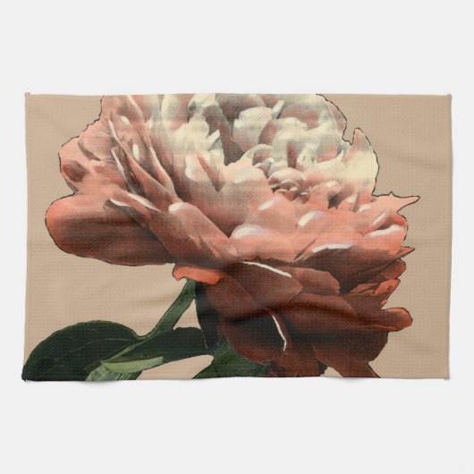Ruby Red Rose with White Accents Theedoek (Horizontaal)