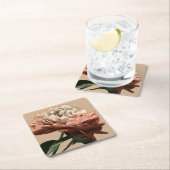 Ruby Red Rose with White Accents Vierkante Kartonnen Onderzetter (Insitu)