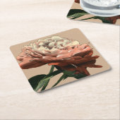 Ruby Red Rose with White Accents Vierkante Kartonnen Onderzetter (Schuin)