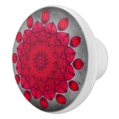 Ruby Red Rosette over grijze steen Keramische Knop (Rechts)