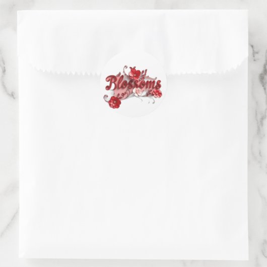 Ruby Red Script Blossoms Ronde Sticker (Tas)