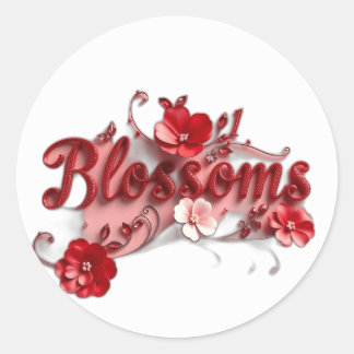 Ruby Red Script Blossoms Ronde Sticker