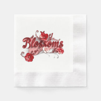 Ruby Red Script Blossoms Servet
