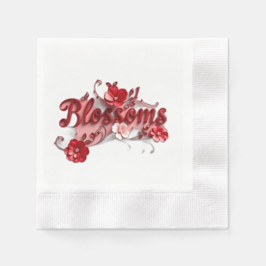 Ruby Red Script Blossoms Servet (Voorkant)