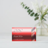 Ruby Red Shimmer Effects Monogram openingstijden Visitekaartje (Staand voorkant)