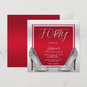 Ruby Red & Silver Stiletto's 40e verjaardag Kaart