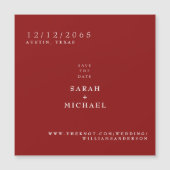 Ruby Red Simple Wedding Magnet Save the Date (Devant)