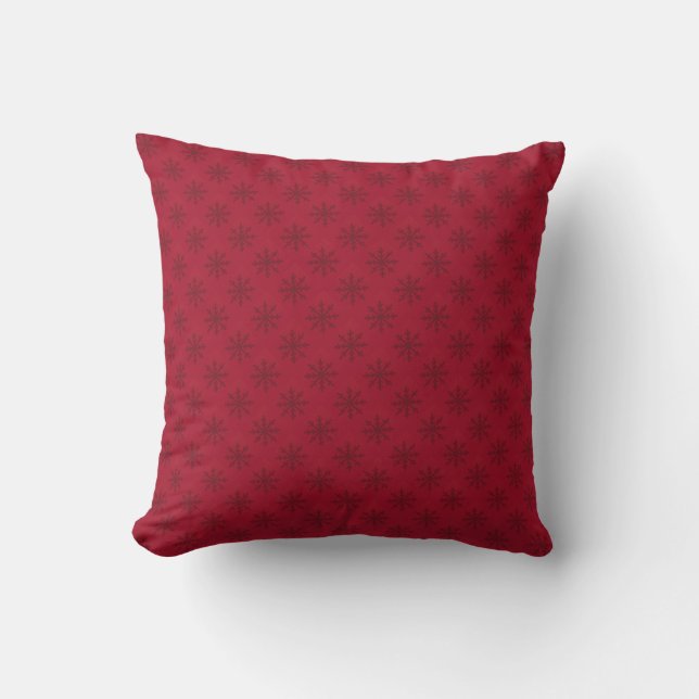 Ruby Red Snowflake Pattern Kussen (Voorkant)