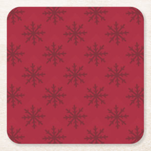 Ruby Red Snowflake Pattern Vierkante Kartonnen Onderzetter