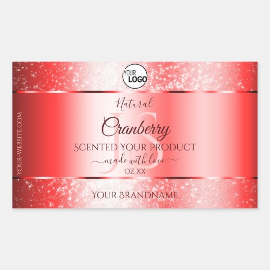 Ruby Red Soft Glitter Product Labels Monogram Logo (Voorkant)