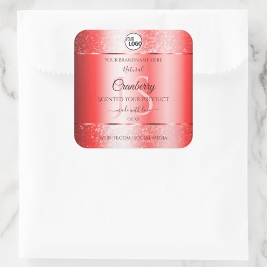Ruby Red Soft Glitter Product Labels Monogram Logo (Tas)