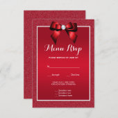 Ruby Red & Stylish Gem Mariage Menu RSVP (Devant / Derrière)