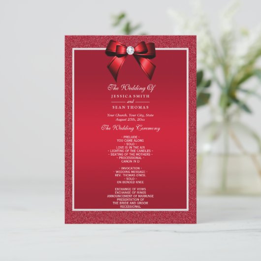 Ruby Red & Stylish Gem Wedding Programme (Debout devant)