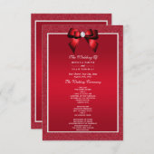 Ruby Red & Stylish Gem Wedding Programme (Devant / Derrière)