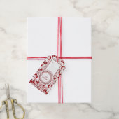 Ruby Red Swirls met White Elegant en Custom Cadeaulabel (Met Touw)