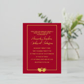 Ruby Red Wedding Folie Invitation RSVP Briefkaart (Staand Voorkant)