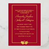 Ruby Red Wedding Folie Invitation RSVP Briefkaart (Voorkant)
