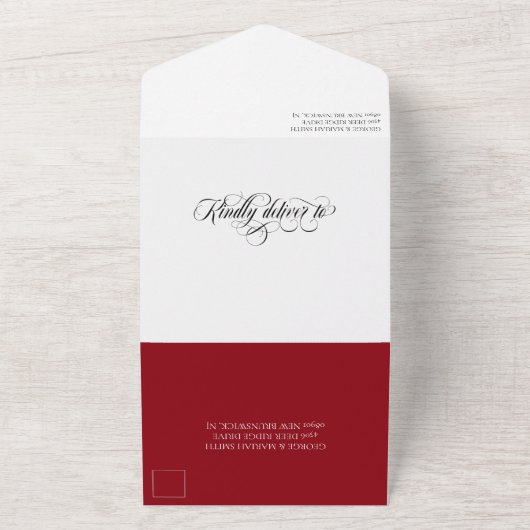 Ruby Red White 40ste huwelijksjubileum All In One Uitnodiging (Buitenkant)