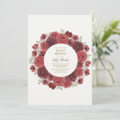Ruby Red Wild Rose Invitation de douche nuptiale (Debout devant)