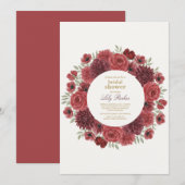 Ruby Red Wild Rose Invitation de douche nuptiale (Devant / Derrière)