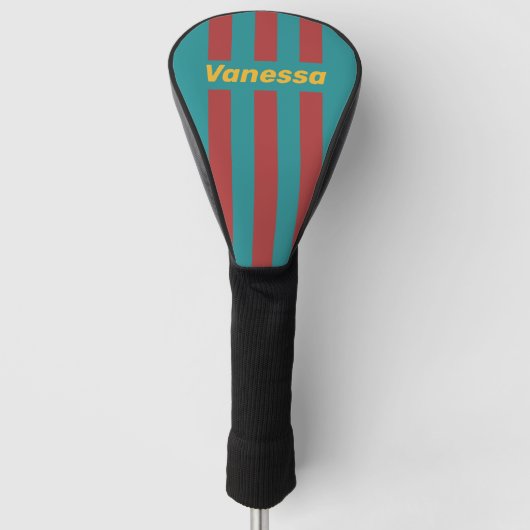 Ruby Reef Pin Strepen met Naam Golfheadcover (Voorkant)