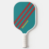 Ruby Reef Stripes met naam Pickleball Paddle (Voorkant)
