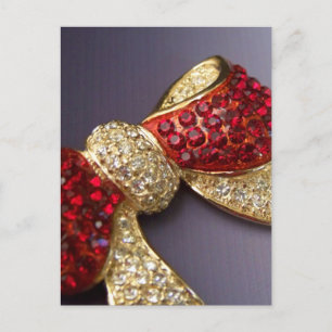 Ruby Rhinestone Bow Briefkaart