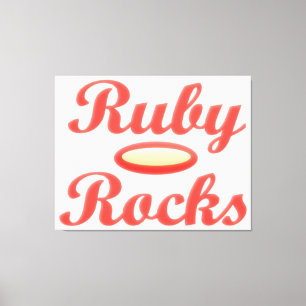 Ruby Rocks ontwerp rode en melloge crème Canvas Afdruk