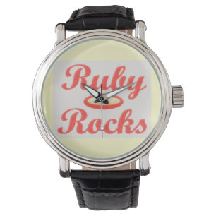 RUBY ROCKS RED EN CREAM CHARMING WRIST WATCH HORLOGE