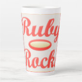 RUBY ROCKS ROOD EN CRÈME KOFFIE MOK GROOT HOOG (Voorkant)