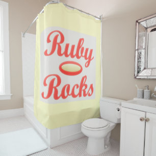 RUBY ROCKS ROUGE ET rideau de douche CRÈME