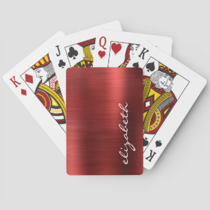 Ruby Rode Geborsteld Metaal Handtekening Schrift Pokerkaarten