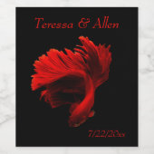 Ruby Rode Siamese Vechtvissen Wijn Etiket (Enkel label)